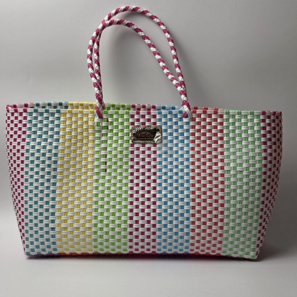 NEW Lilly Pulitzer Tote Bag All-weather Woven Recycled Plastic #0556 - Picture 2 of 4